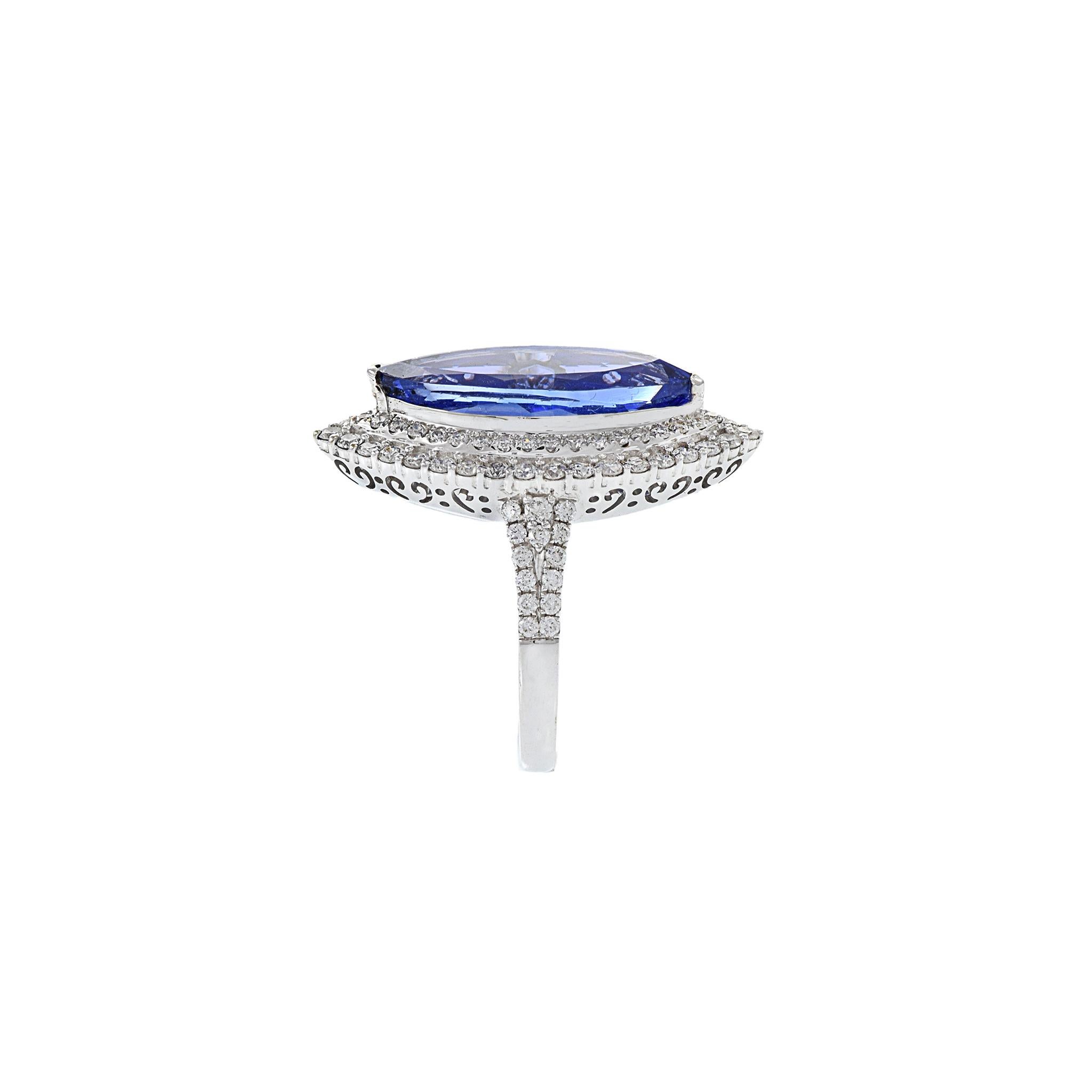 18KT White Gold Tanzanite And Diamond Ring For Sale 1