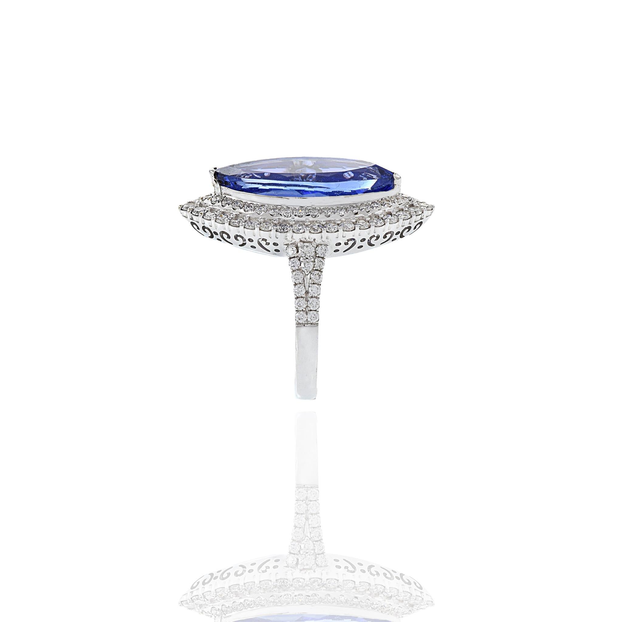 18KT White Gold Tanzanite And Diamond Ring For Sale 2