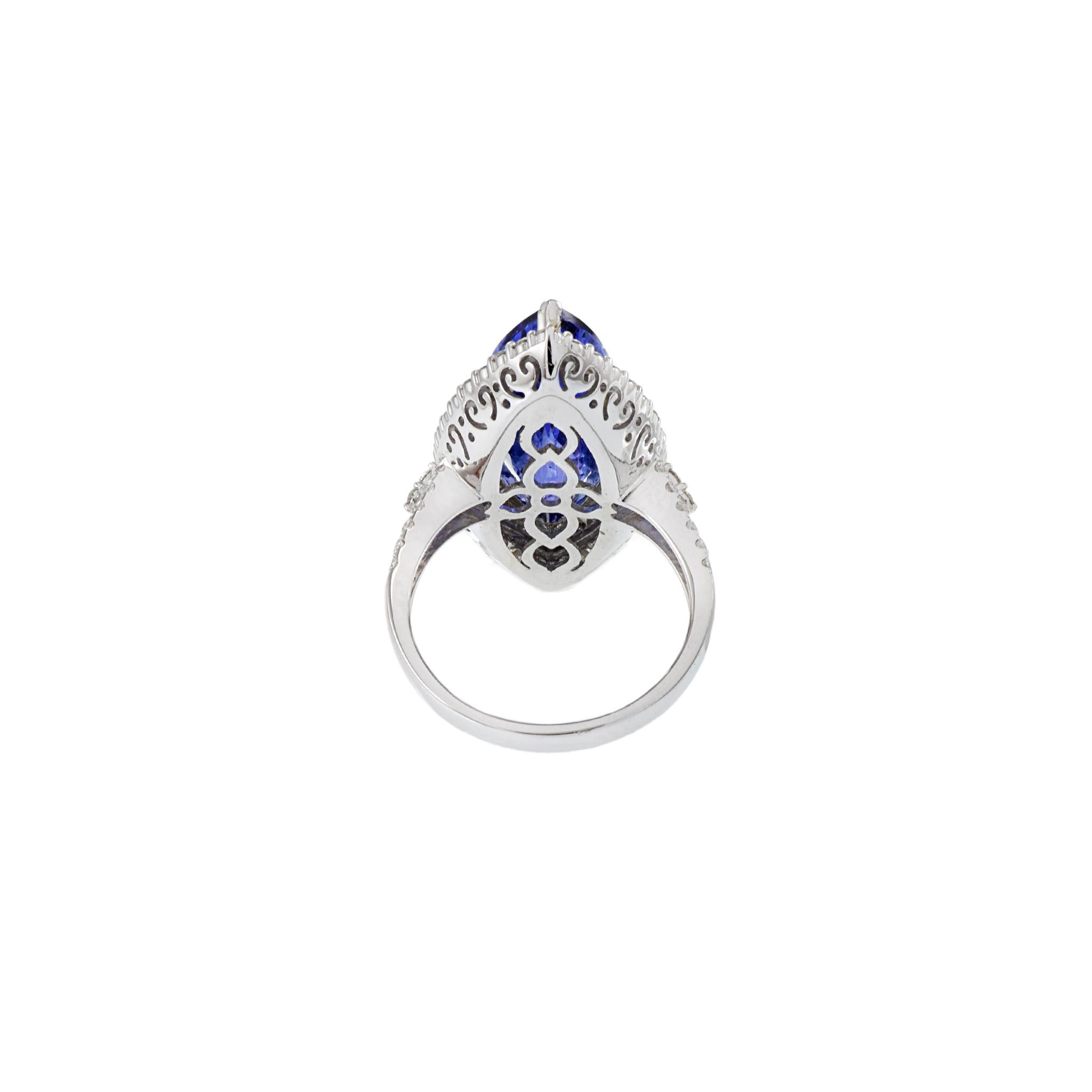 18KT White Gold Tanzanite And Diamond Ring For Sale 3