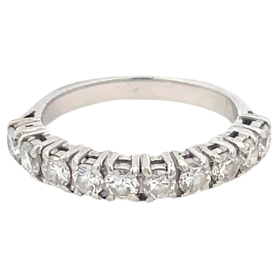 18 Karat White Gold Ten-Stone Diamond Half Eternity Ring 0.70 Carat F Color For Sale
