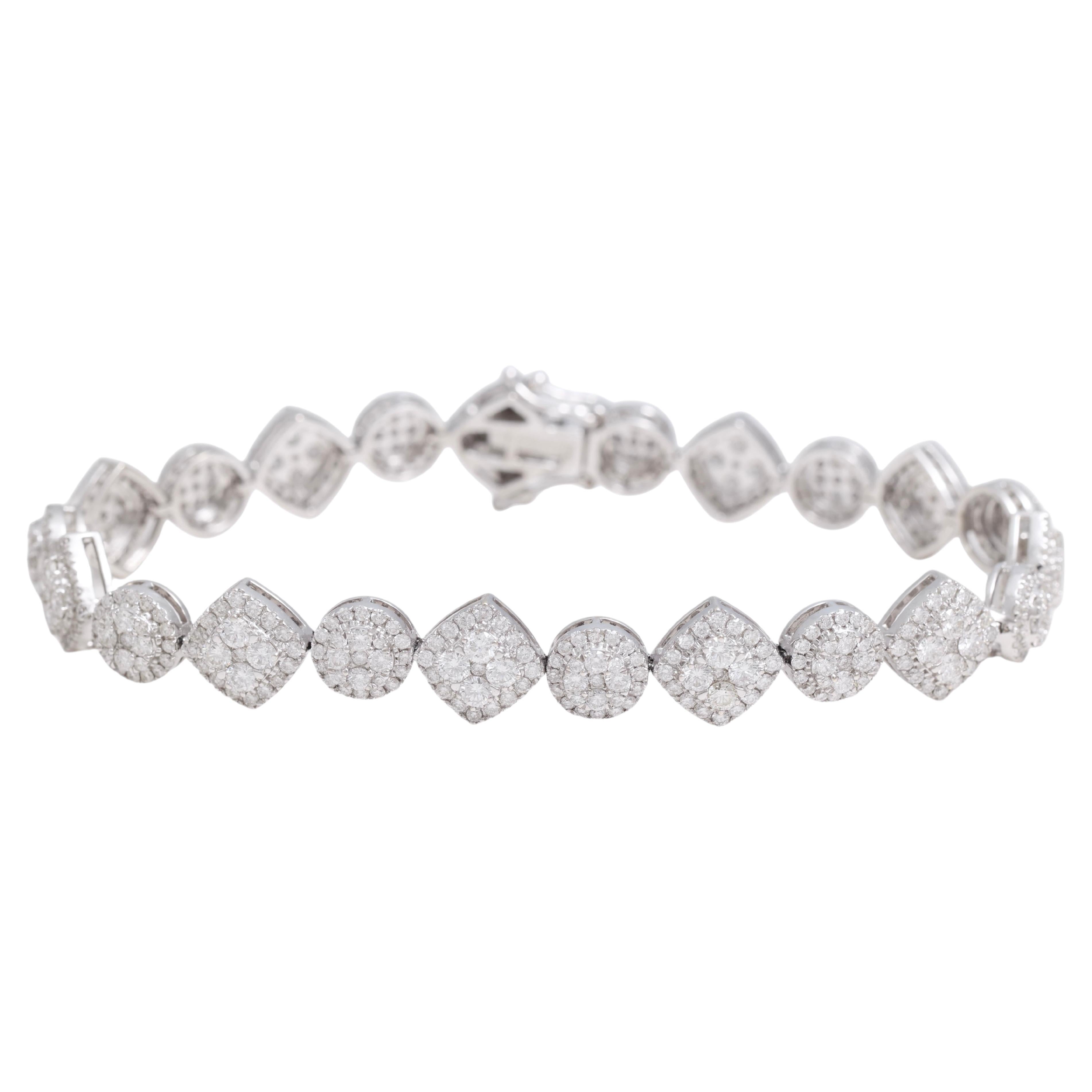 18kt White Gold Tennis 5.48ct Diamond Bracelet