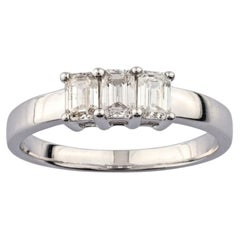 18KT White Gold Three-Stone Emerald Cut Diamond Ring