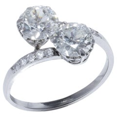 18kt White Gold Toi et Moi Old European-Cut Diamond Ring