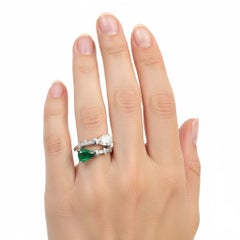 Anello Toi et Moi in oro bianco 18kt con diamanti e smeraldo