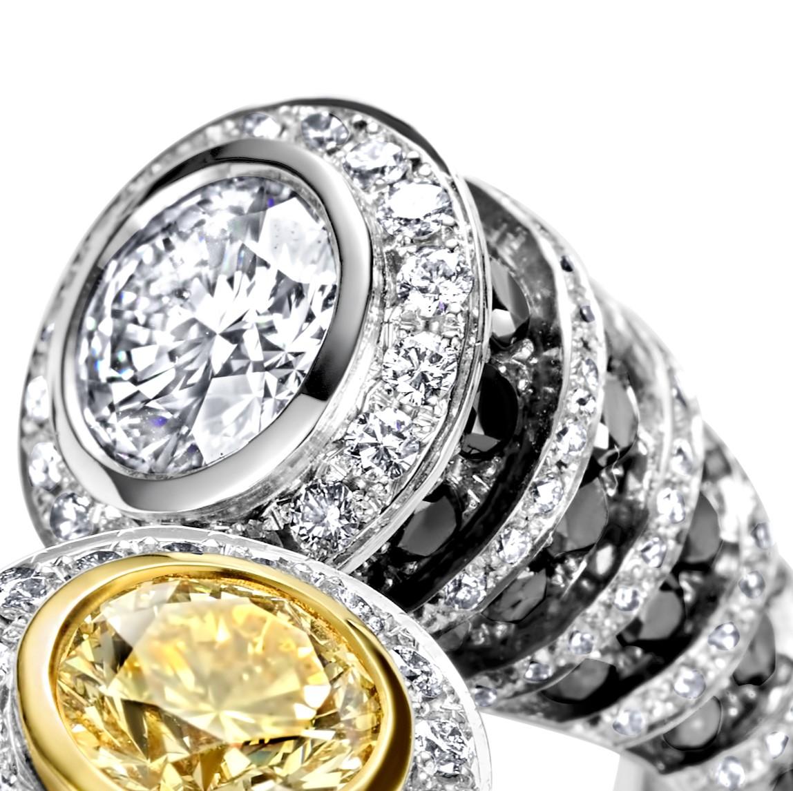 Bague Toi & Moi en or blanc 18 carats avec diamants 1,14 carat et 1,28 carat en vente 6