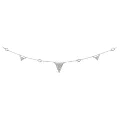 Or blanc 18KT &  collier ras du cou avec pendentifs triangulaires en diamant