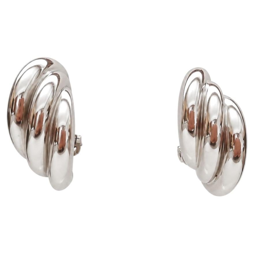 18kt White Gold Triple Hoop Earrings, 4.8 Grams, Friction/Omega, 19x9.2mm, 750