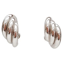 Pendientes de aro triple de oro blanco de 18 quilates, 4,8 gramos, Fricción/Omega, 19x9,2 mm, 750