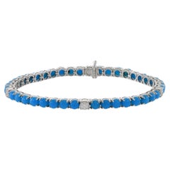 18KT White Gold Turquoise And Diamond Bracelet