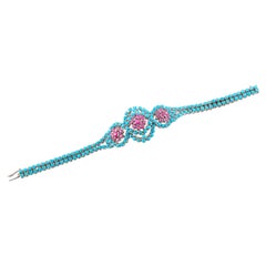 18kt White Gold Turquoise and Rubies Bracelet