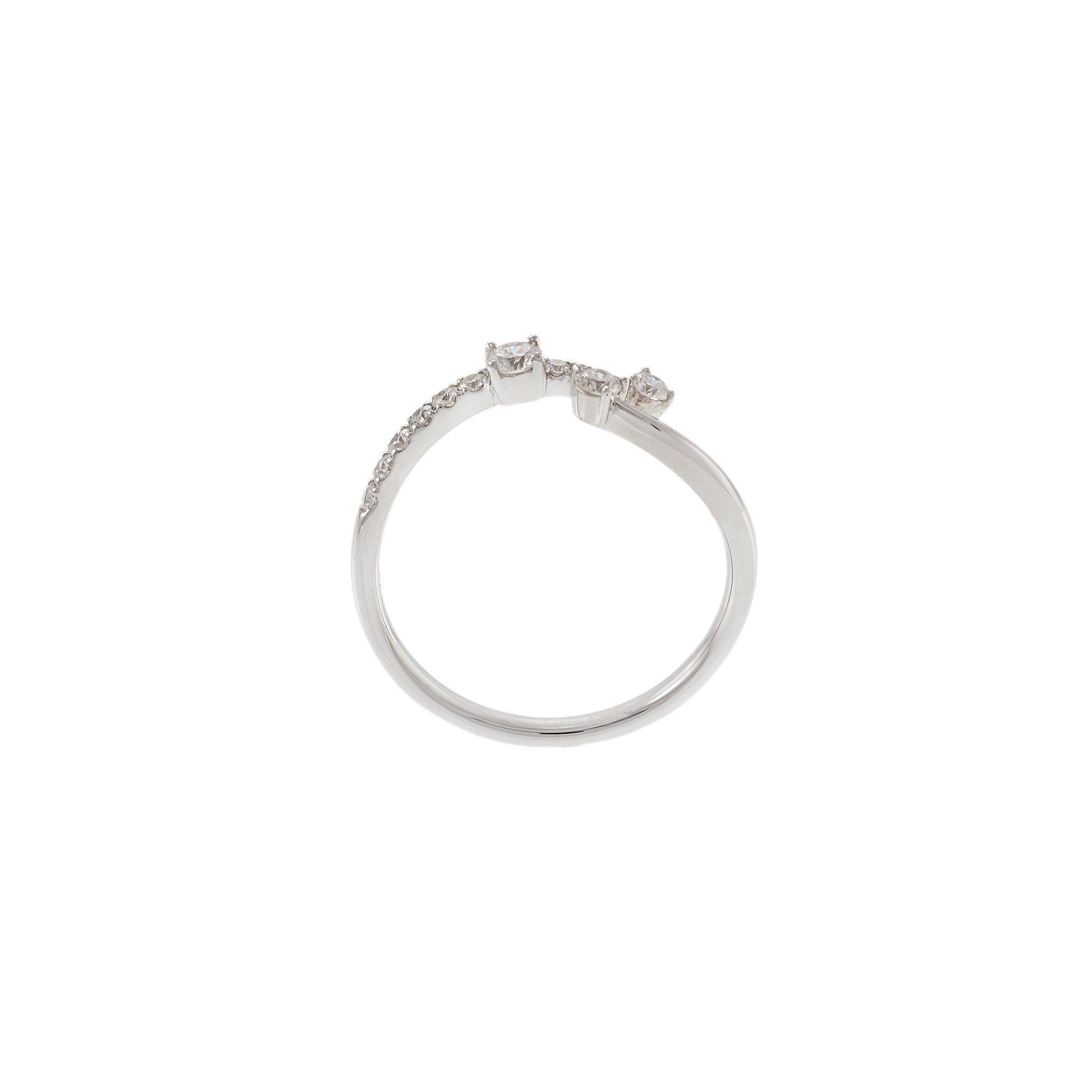 Modern 18KT White Gold Twist Diamond Ring For Sale