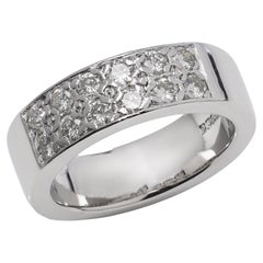 18kt White Gold Unisex Band Ring. Set with 0.60 Cts. Brilliant Diamonds