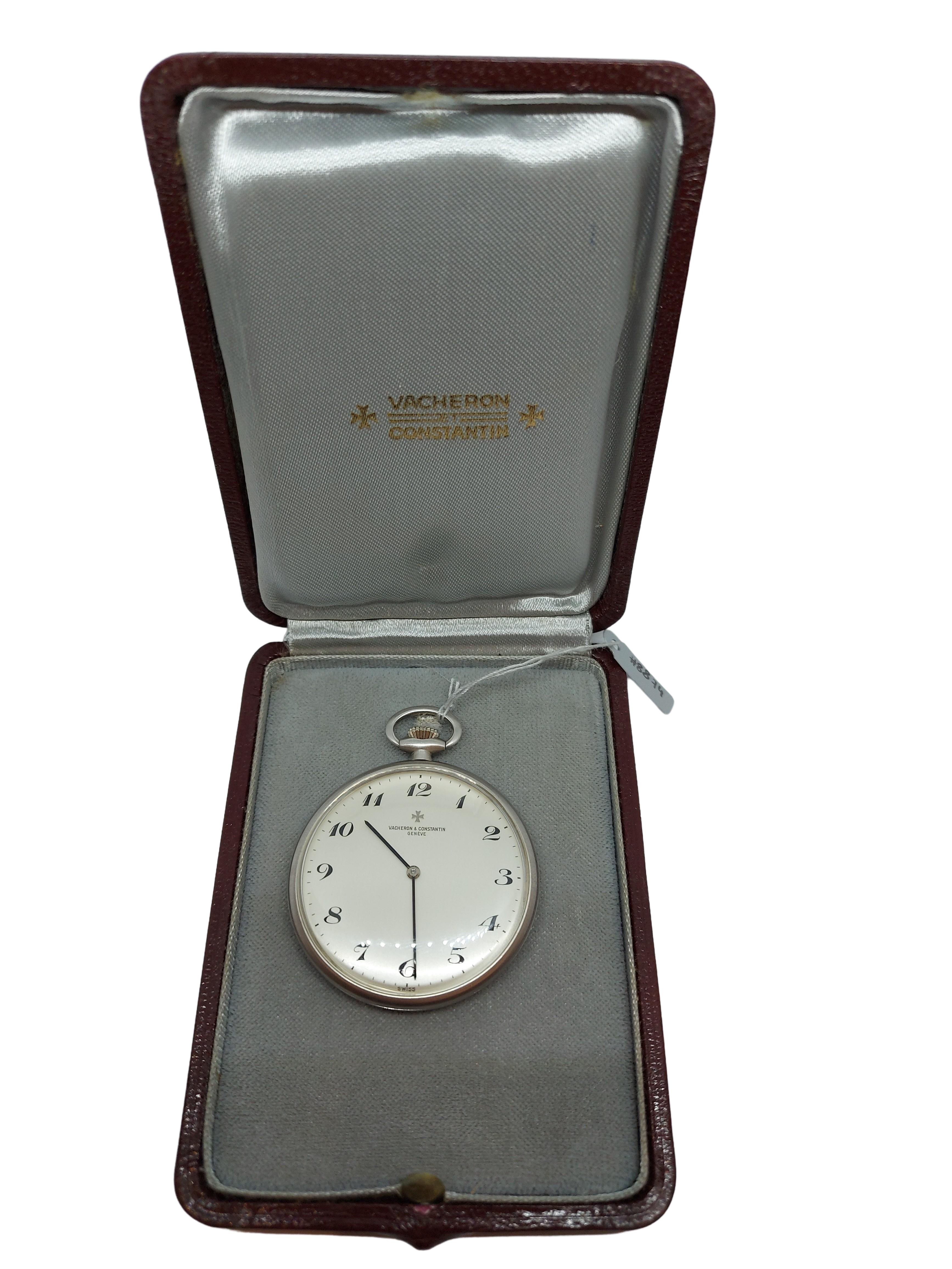 18kt White Gold Vacheron Constantin Pocket Watch, Ref 7874, Cal K453 Rare 7