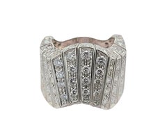 18kt White Gold Wave Ring Swoops with 4.4 Ct Brilliant Cut Diamonds