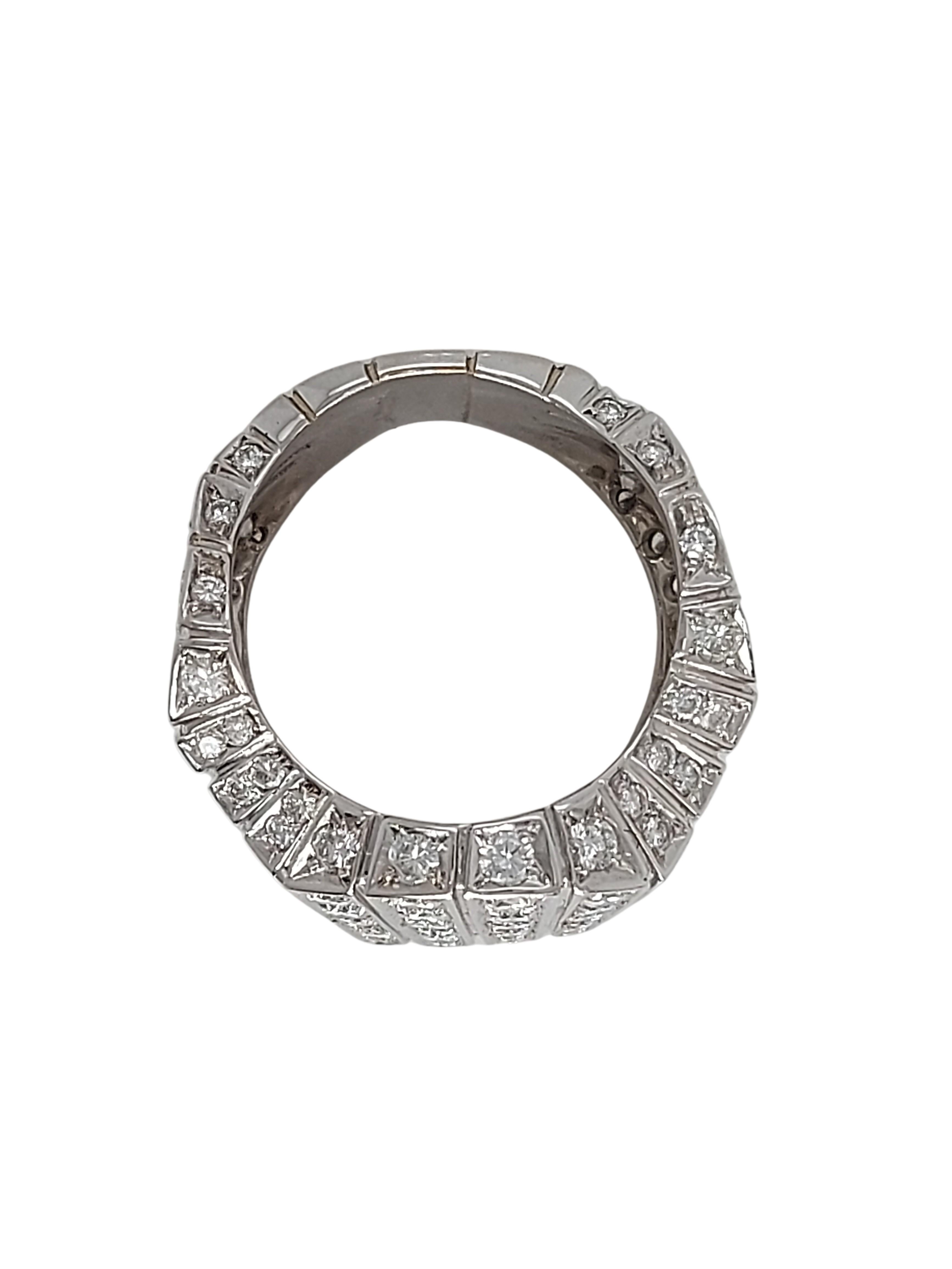 Bague vague tourbillonnante en or blanc 18 carats avec diamants taille brillant 4,4 carats Unisexe en vente