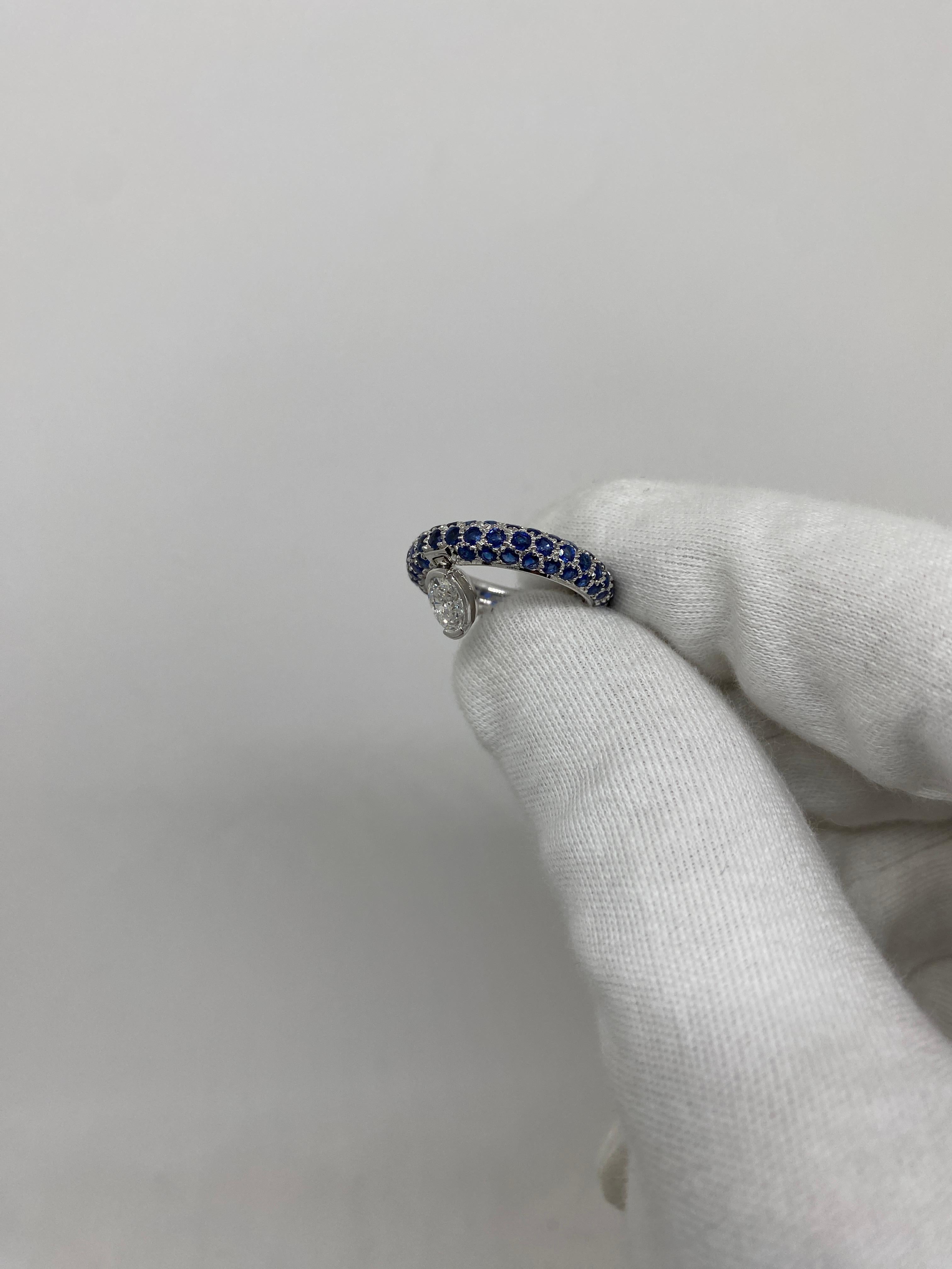 18Kt White Gold White Diamond Drop 0.43 Blue Sapphires 2.80 Ct In New Condition For Sale In Bergamo, BG
