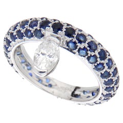 18Kt White Gold White Diamond Drop 0.43 Blue Sapphires 2.80 Ct