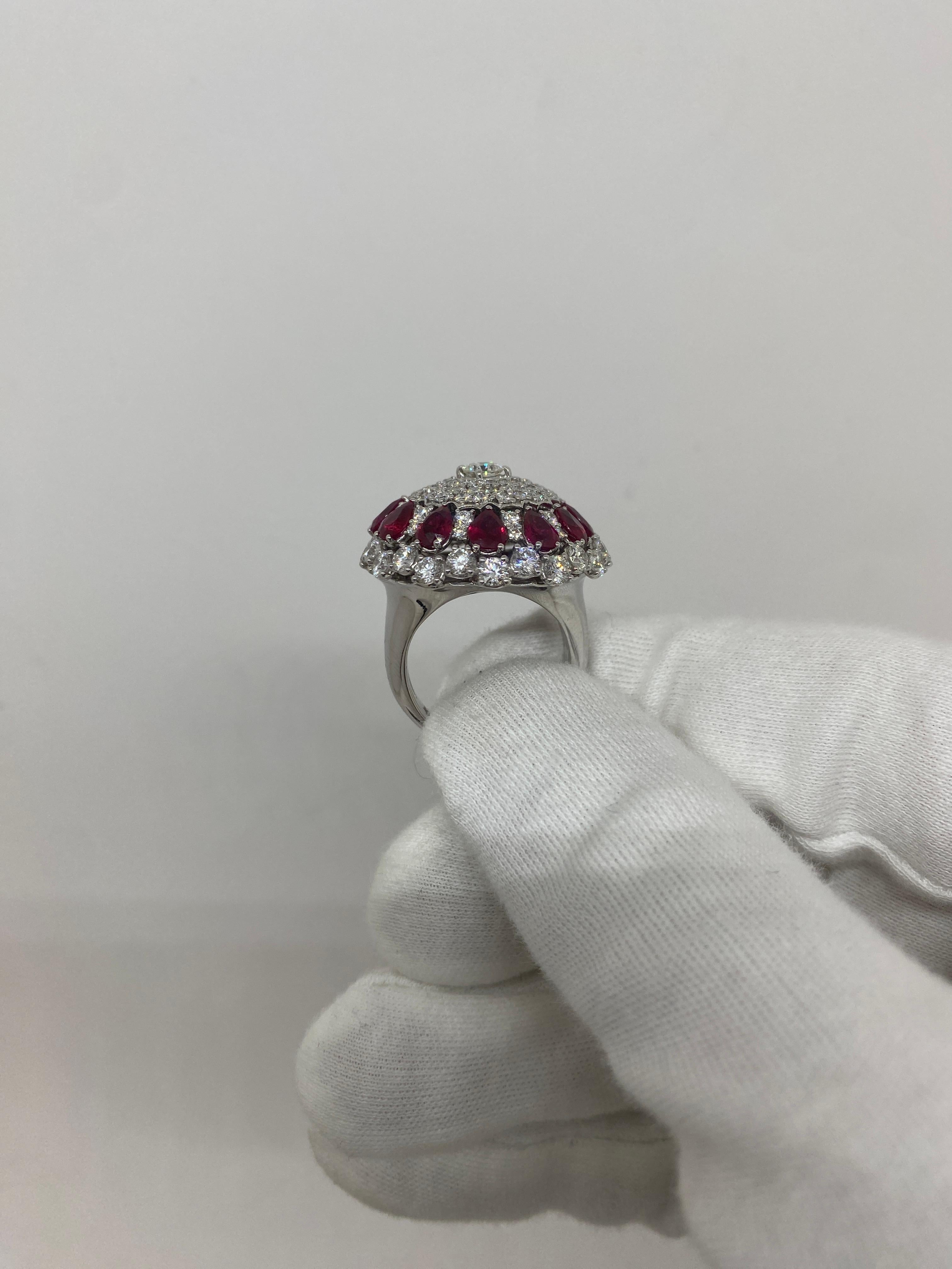 18Kt White Gold White Diamonds 4.99 ct Rubies Drops 4.05 ct For Sale 1