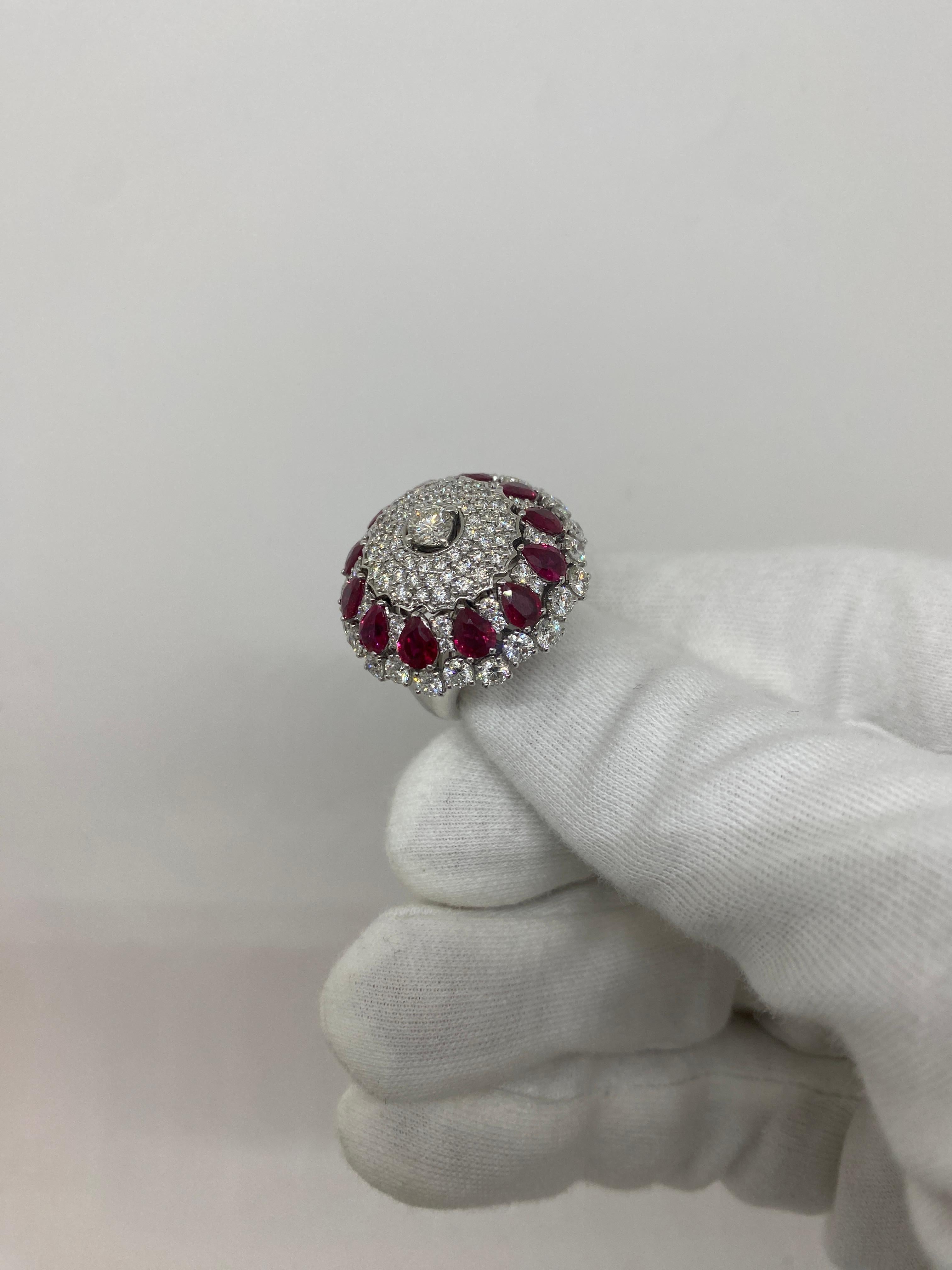 18Kt White Gold White Diamonds 4.99 ct Rubies Drops 4.05 ct For Sale 2