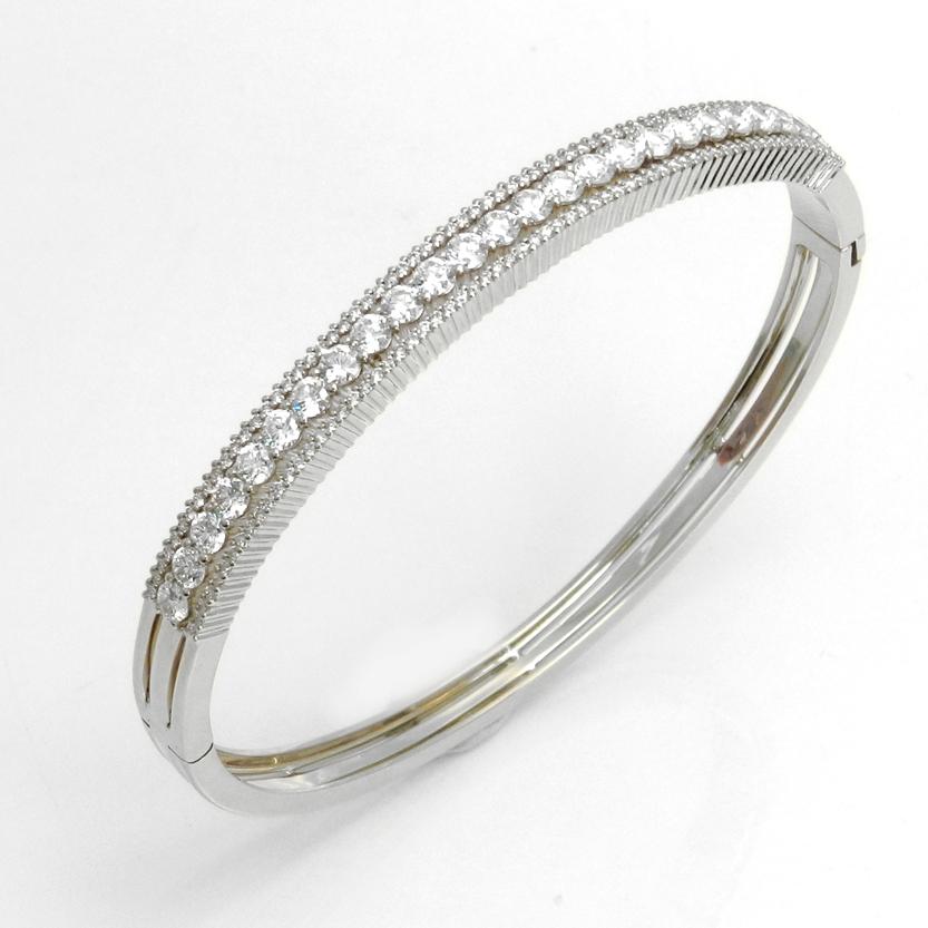 18 Karat White Gold White Diamonds Garavelli Large Band Ring 7