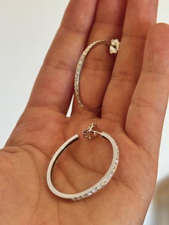 18Kt White Gold White Diamonds Hoop Earrings by Rossella Ugolini Made in Italy