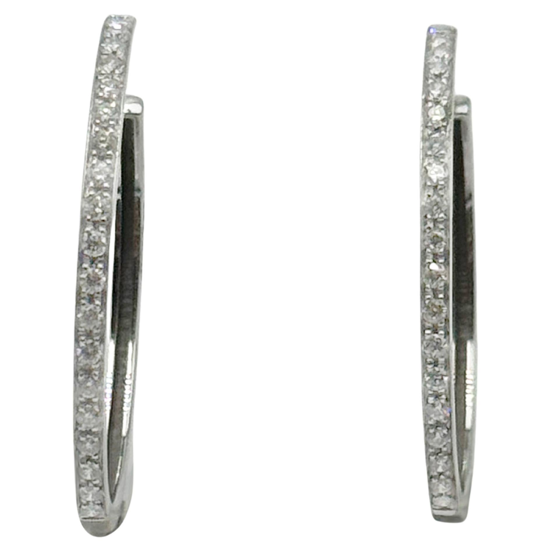 18Kt White Gold White Diamonds Hoop Earrings by Rossella Ugolini Made in Italy