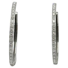 18Kt White Gold White Diamonds Hoop Earrings by Rossella Ugolini Made in Italy