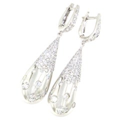 18Kt  White Gold  White Diamonds  Timeless Dangle Earrings
