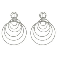 18kt White Gold with 6.7ct Diamonds & Brilliant Cut, Moving Dangle Earrings