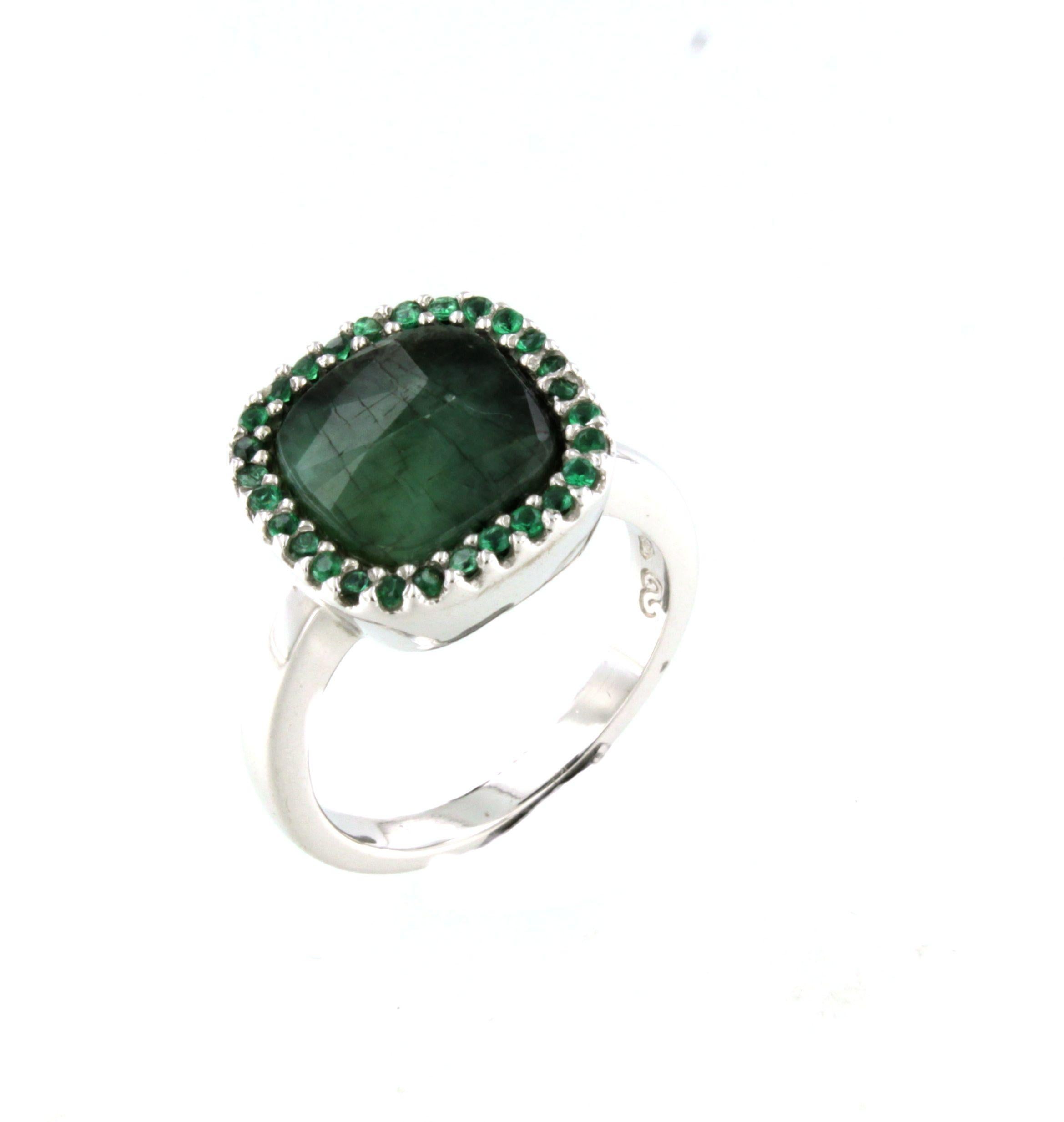 Women's or Men's 18Kt White Gold with Emerald Ring For Sale
