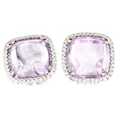 18kt White Gold with Light Amethyst and White Diamons Timeless Amazing Earrings