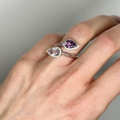 18Kt White Gold with Light and Dark Amethyst and White Diamonds Ring
