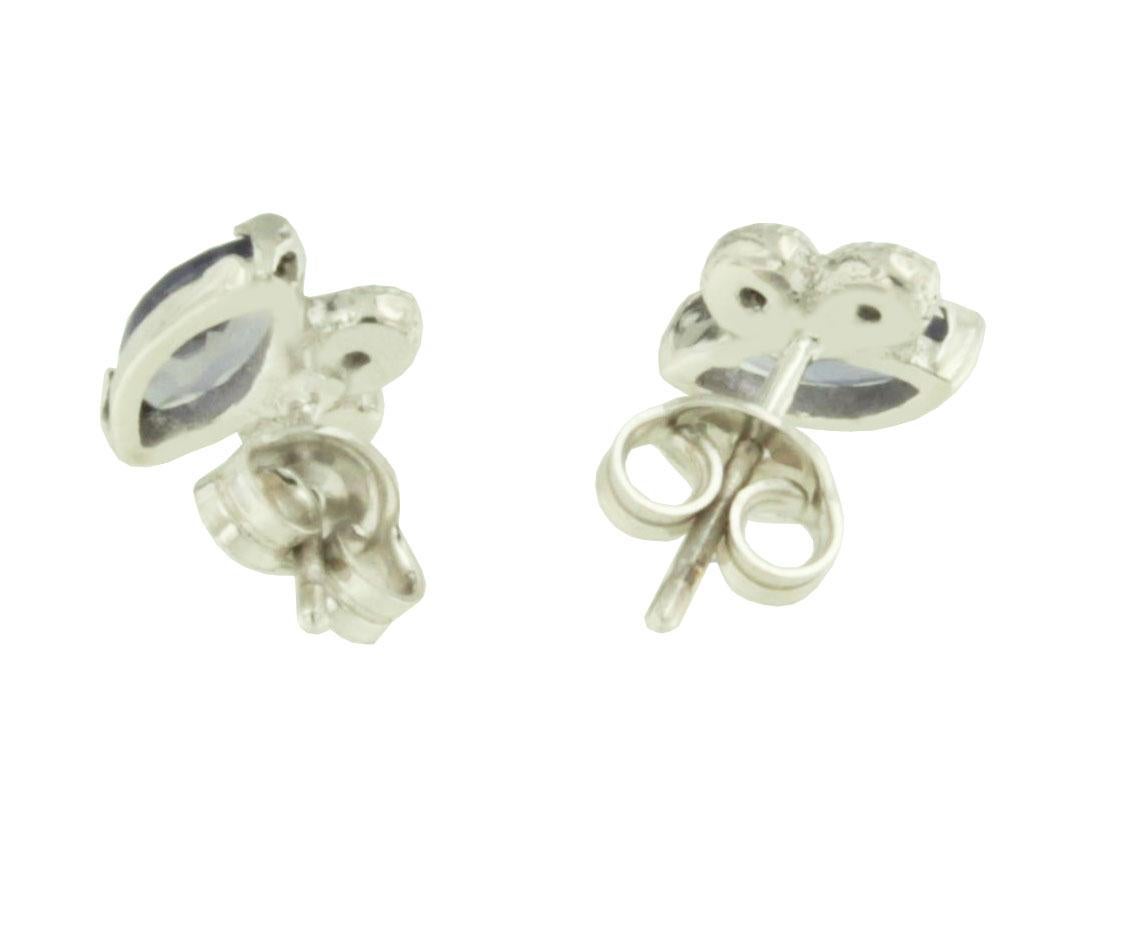 Moderne, elegante Ohrringe aus 18 Karat Weißgold mit weißen Diamanten und Iolith im Zustand „Neu“ im Angebot in GALLARATE, IT