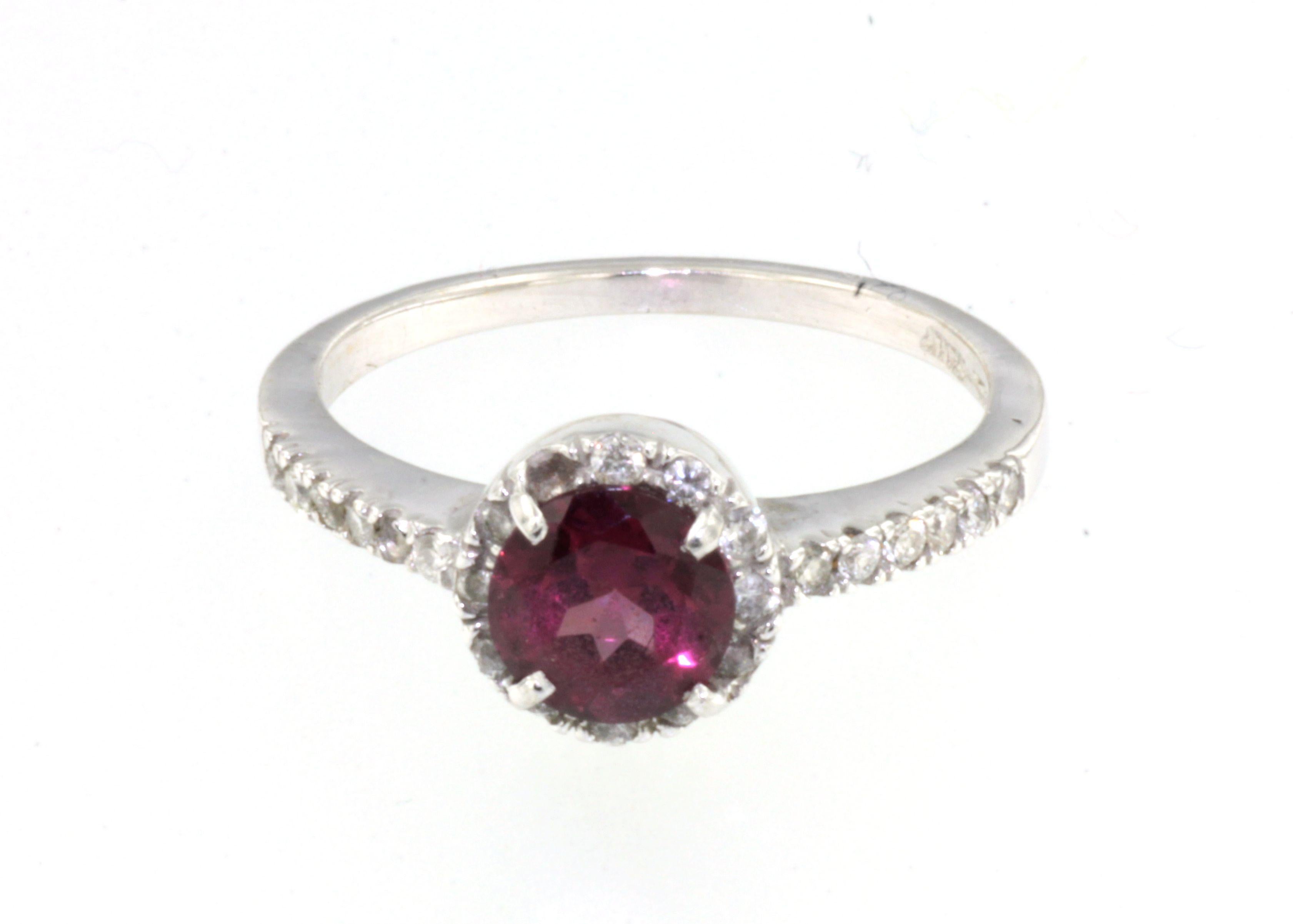 Modern 18kt White Gold with White Diamonds and Pink Tourmaline Ring For Sale