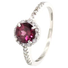 18kt White Gold with White Diamonds and Pink Tourmaline Ring