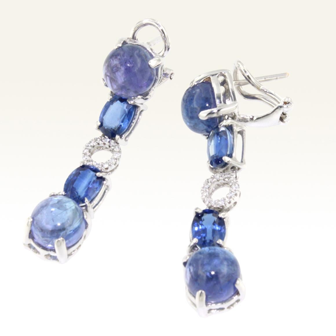 18Kt White Gold with White Diamonds and Tanzanite Earrings In New Condition In GALLARATE, IT