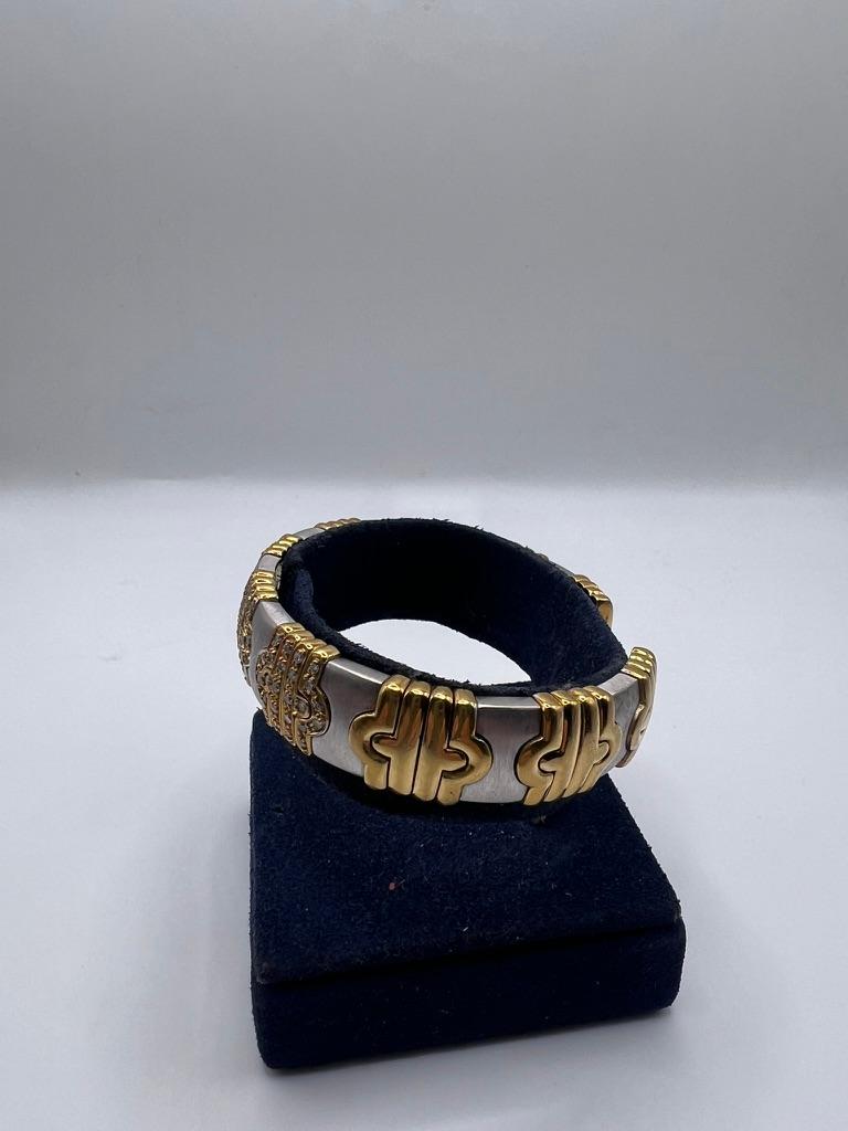 18kt white gold, yellow gold, and diamond bangle bracelet For Sale 1