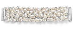 18kt White Gold Yvel Bracelet with Pearls and 5ct Diamonds 