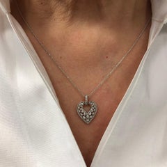 18Kt White & Yellow Gold Diamond Heart-Shaped "Edwardian style" Pendant w. chain