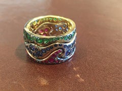 18kt White, Yellow & Rose gold, 0.23ct Diamonds, 1.00ct Rubies, 1.80ct Sapphires