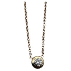 Collana con ciondolo a castone in oro giallo 18 carati con diamante rotondo taglio Brilliante da 1,00 carati