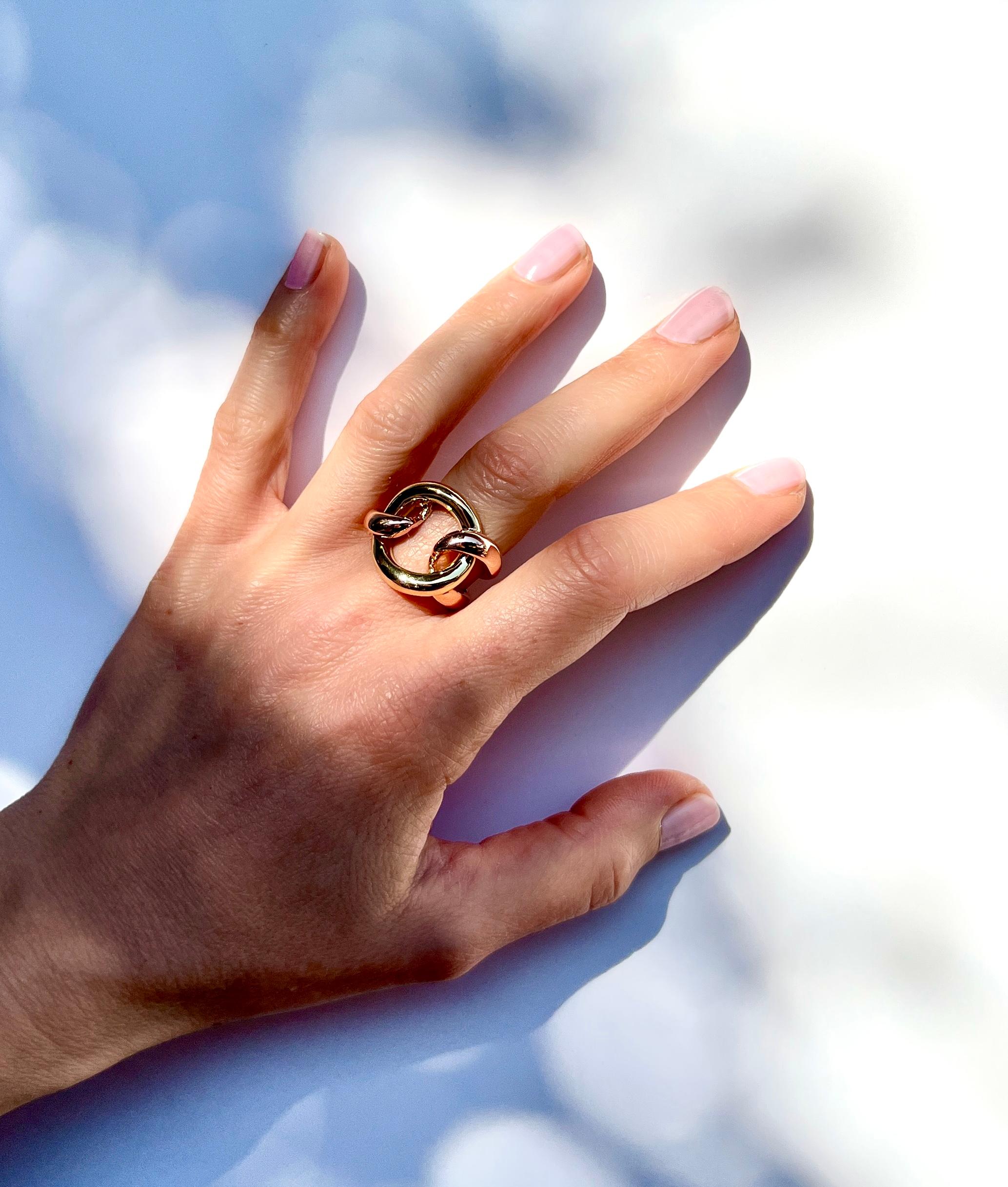 Amarillo y rosa de 18 quilates  Oro  Moda Cóctel Moderno Diseño Contemporáneo  Anillo en venta 12