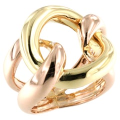 18Kt Yellow and Rose  Gold  Fashion Modern Cocktail Contemporaney Design  Ring