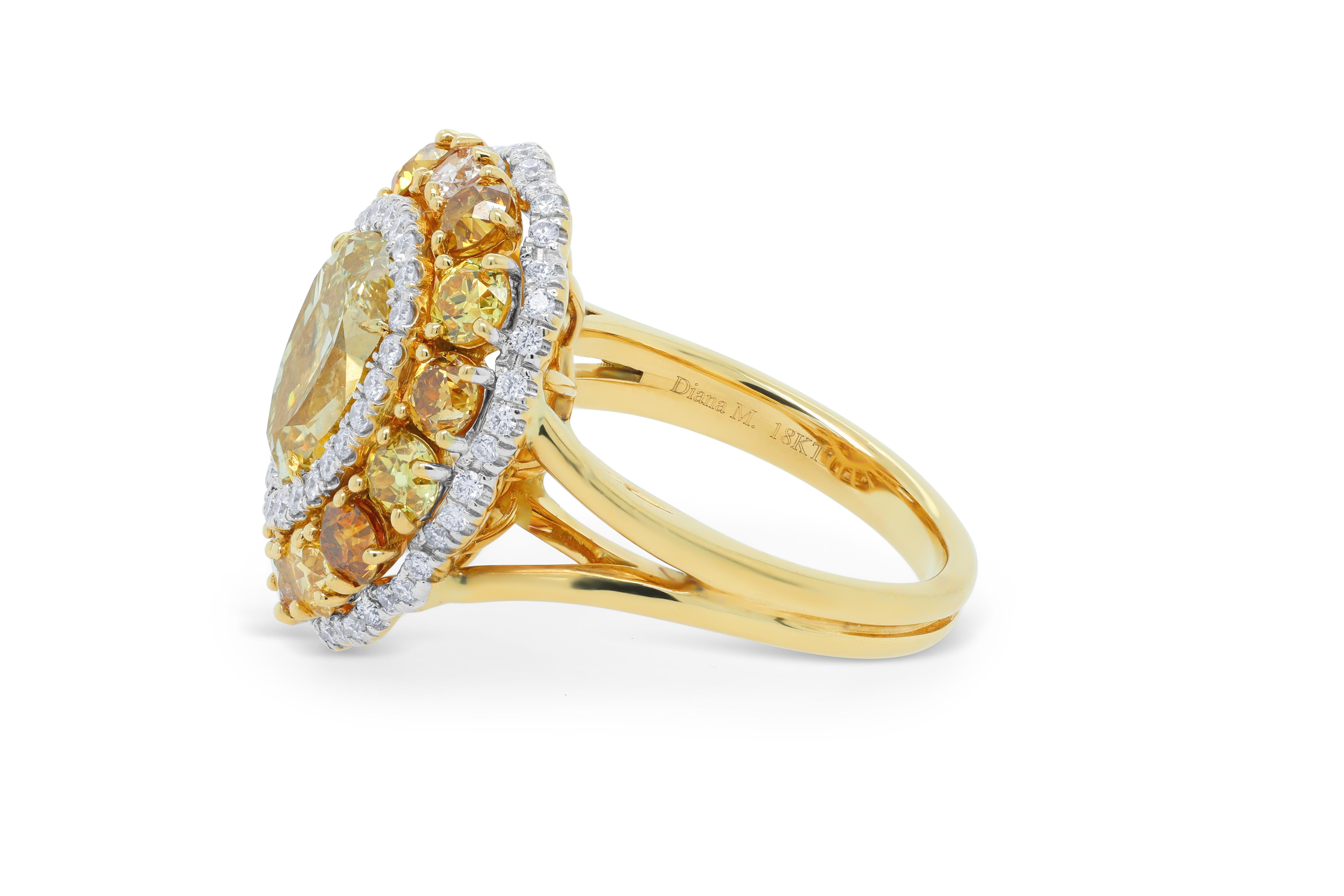 Women's 18kt Yellow and White Gold Diamond Fancy Ring For Sale