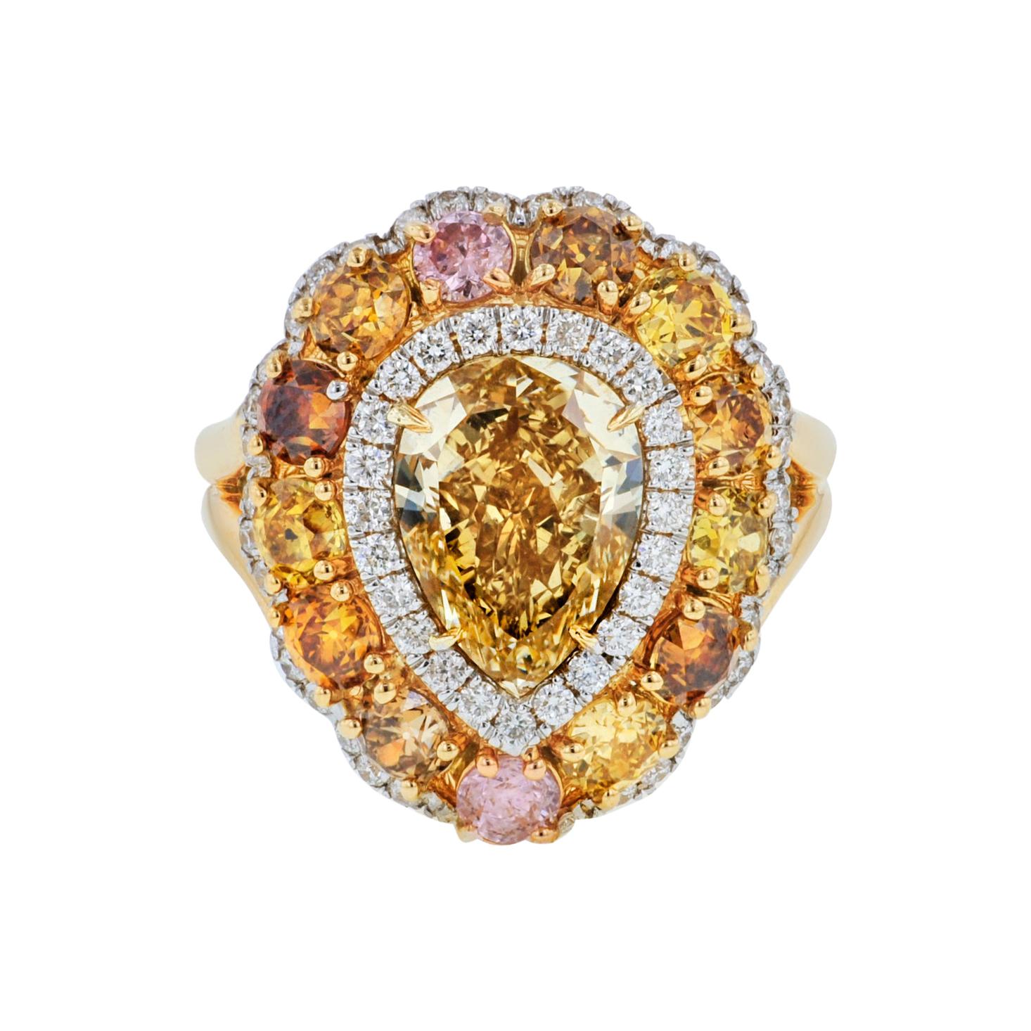 18kt Gelb- und Weißgold Diamant Fancy Ring