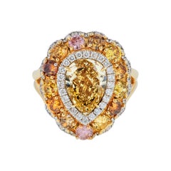 Anillo Fantasía Diamantes Oro Amarillo y Blanco 18kt