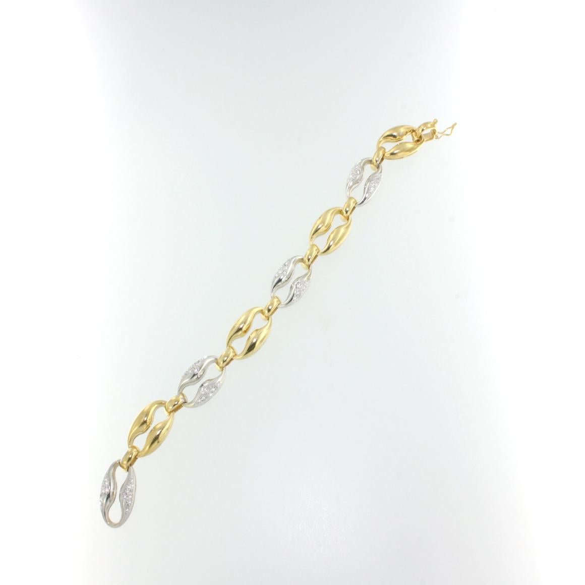 Bracelet en or jaune et blanc 18 carats avec diamants blancs Neuf - En vente à GALLARATE, IT