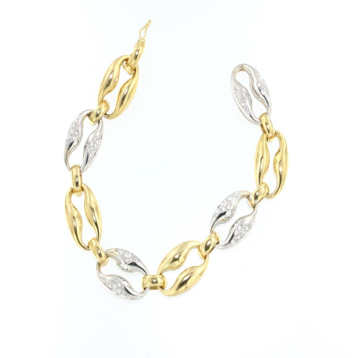 18kt Yellow and White Gold with White Diamonds Bracelet For Sale 1