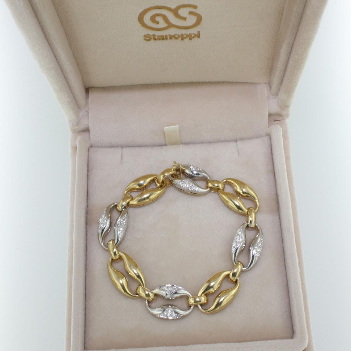 Bracelet en or jaune et blanc 18 carats avec diamants blancs en vente 2