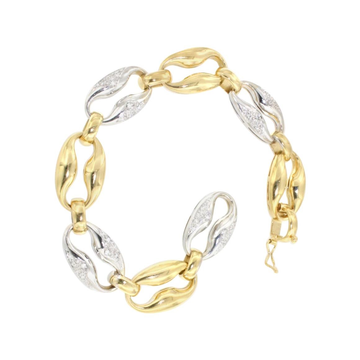 Armband aus 18kt Gelb- und Weißgold mit weißen Diamanten